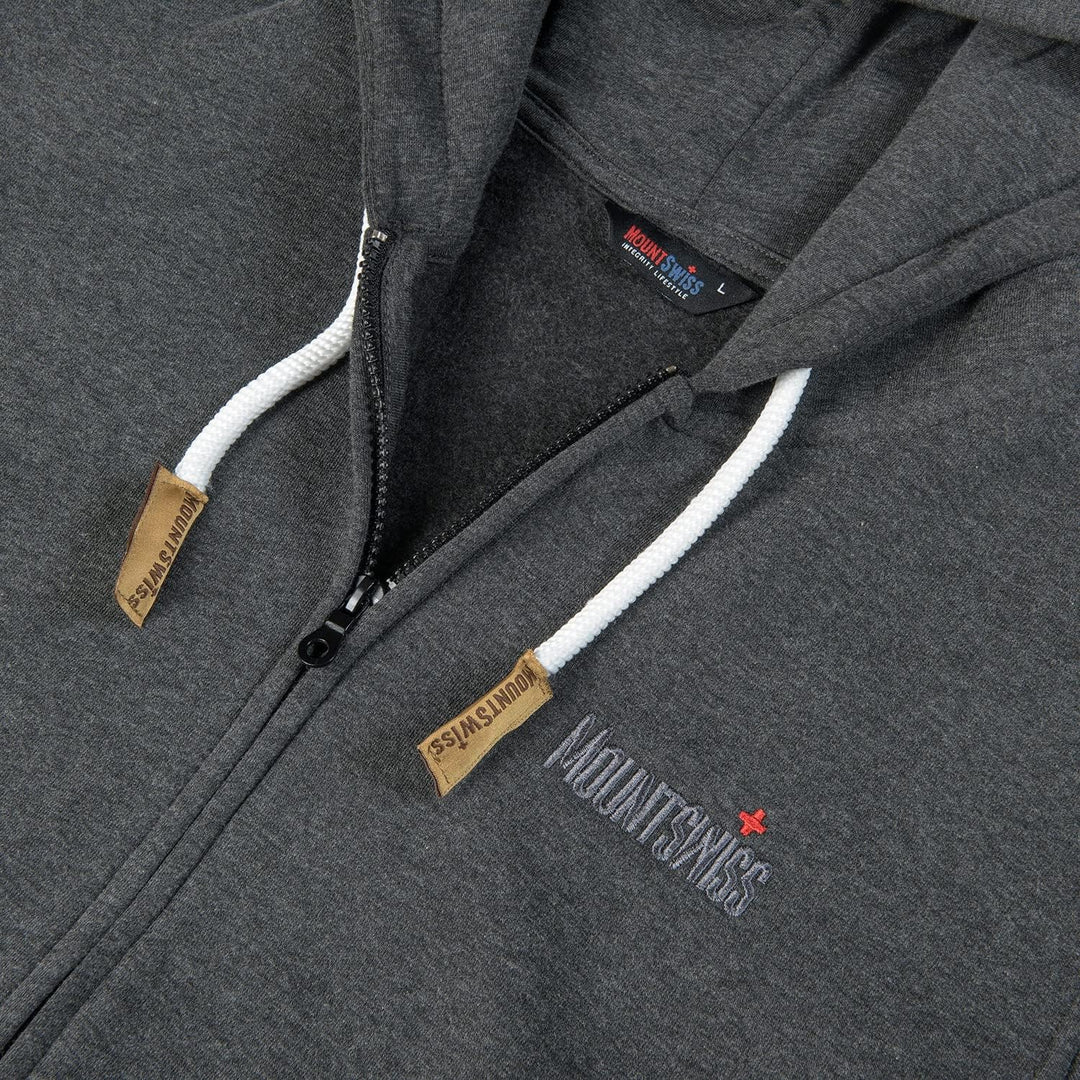 Mount Swiss Herren Damen Sweatjacke Kapuzenjacke Hoodie Leon, Langarm mit Kapuze und Reissverschluss