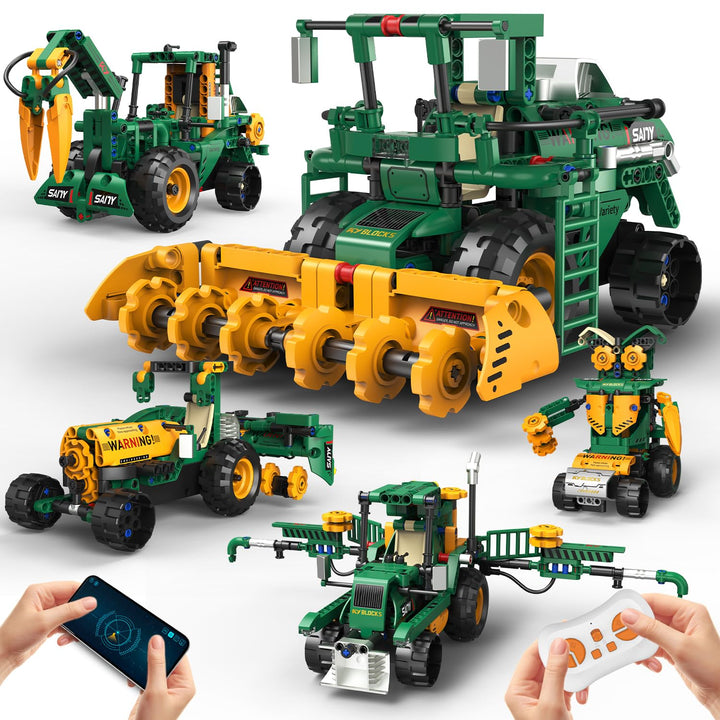 Technik Roboter Kinder, 5 in 1 Roboter bausatz mit App & ferngesteuert RC Technic Roboter Baukasten/