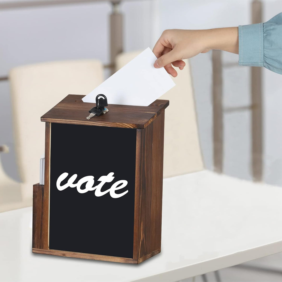 unho Vorschlagsbox aus Kieferholz, Spendenbox Briefkasten zur Wandmontage, Mailbox mit Schloss, Samm
