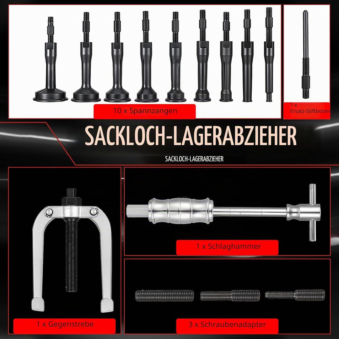 Innenlager Grundloch Abzieher Satz, 8-58mm Innenabzieher Lager, Innenlager Abzieher Set, Kugellager