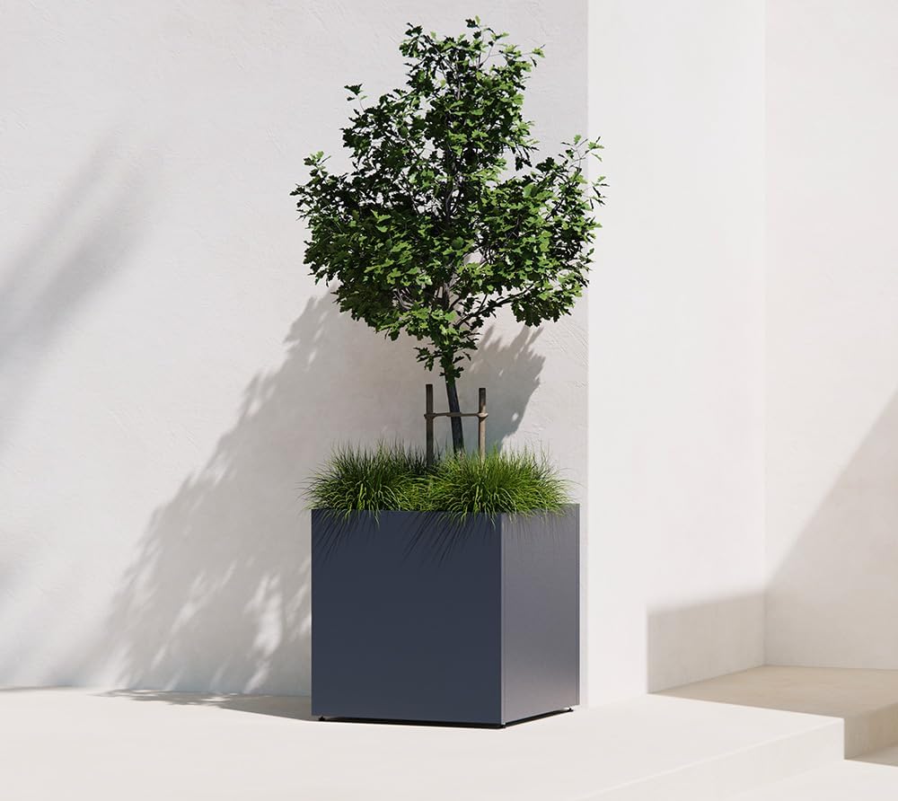 herstera Garden Metall Pflanzkübel Cube | Anthrazit | 50x50x50 cm Mehrfarbig 50x50x50 cm, Mehrfarbig