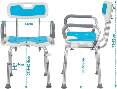 Randaco Duschstuhl mit Armlehnen Abnehmbar,Duschhocker für senioren,Höhenverstellbarer Duschhocker m