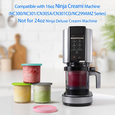 Hejo 4 Stück Behälter für Ninja Creami Deluxe Pints, 450 ml Eisbehälter für NC300EU NC301EU NC299AMZ