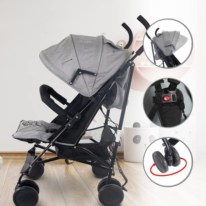 Mobiclinic®, Kinderwagen, Buggy, Elefant, Verstellbare Rückenlehne, Doppeltes Sicherheitssystem, Abn