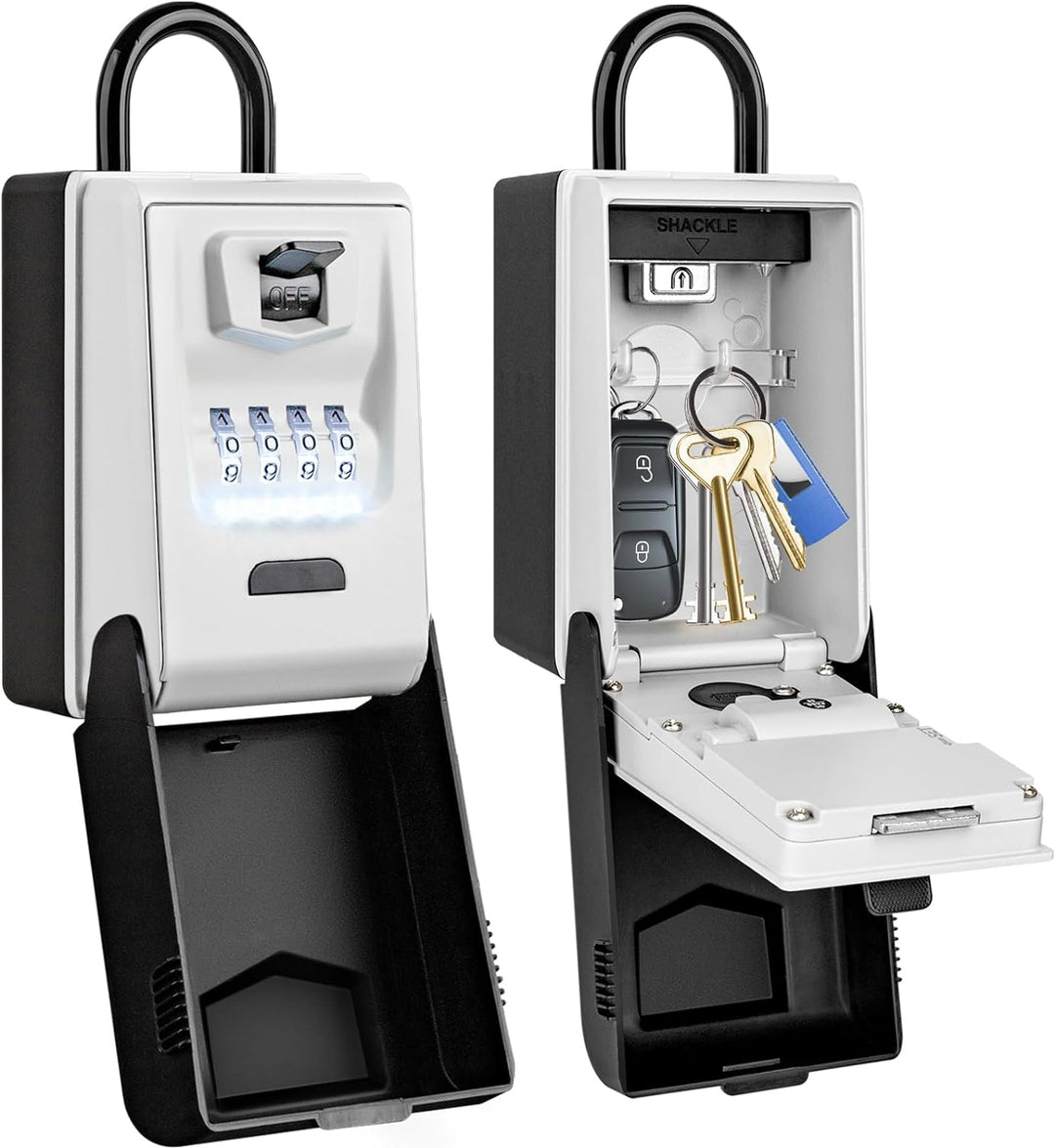 ENONEO Schlüsseltresor mit Beleuchteten Zahlencode Aussen Schlüsseltresor mit Bügel, Wetterfest Schl