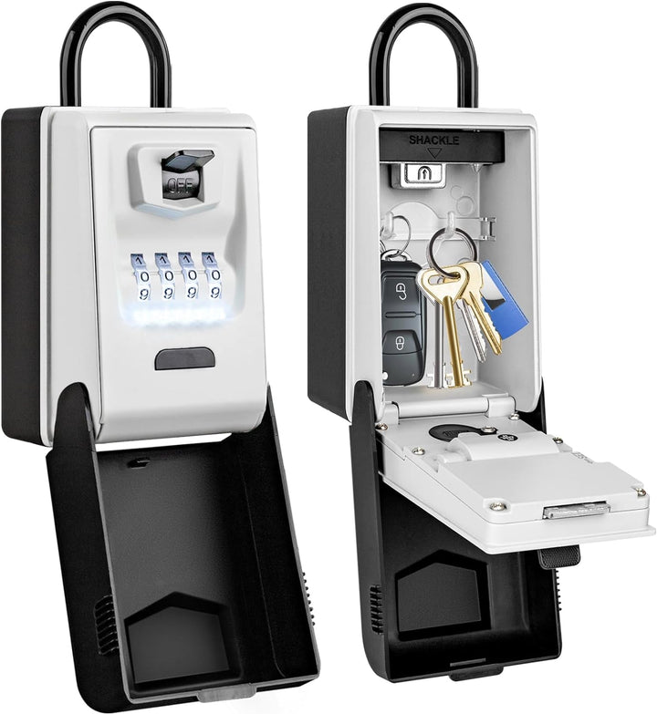 ENONEO Schlüsseltresor mit Beleuchteten Zahlencode Aussen Schlüsseltresor mit Bügel, Wetterfest Schl