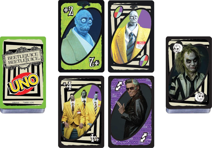 Mattel Games UNO Beetlejuice Beetlejuice Kartenspiel für Kinder, Erwachsene & Familie mit Deck & Son