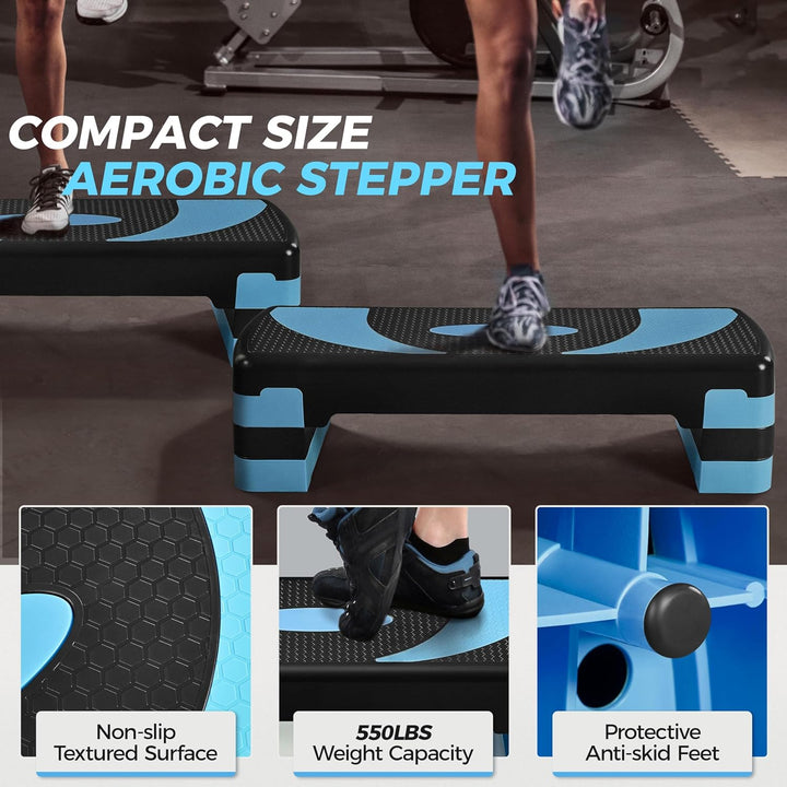 Yaheetech Steppbrett Fitness Aerobic Stepper Höhenverstellbar Step Bench mit 3 Stufen (10/15/20 cm)