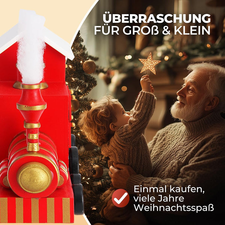 Spielwerk® Wiederverwendbarer Adventskalender Lokomotive Bunt Bemalt Zum Befüllen 24 Türchen Weihnac