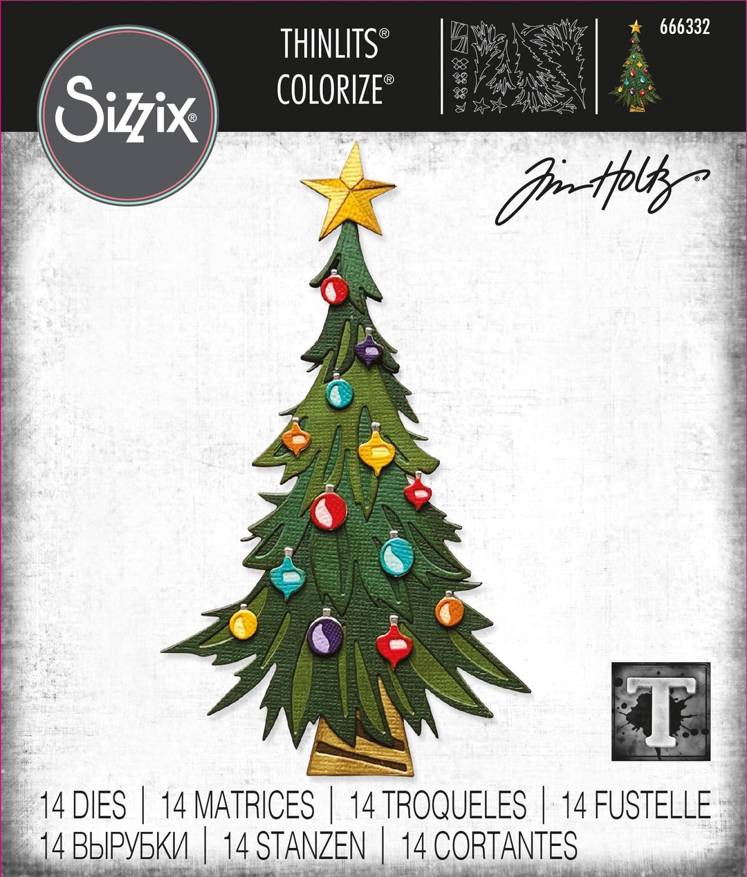 Sizzix Thinlits Set 14er-Pack Trim a Tree Colorize von Tim Holtz | 666332 | Hauchdünne Stanzformen a