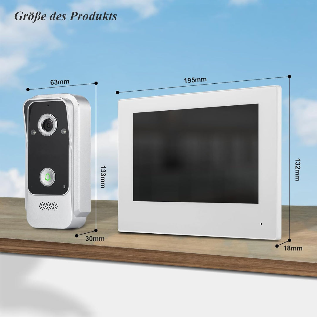 7“ kabelgebundenes Video-Türklingelsystem, 2MP Kamera, IP65 Wasserdicht, Nachtsicht, Tuya App Steuer