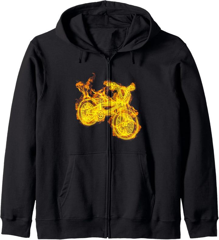 Feuer BMX Bike Flammen Fahrrad Radfahren BMX Biker Kapuzenjacke
