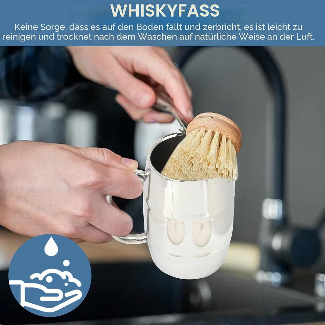 2 Stück Edelstahl Bierkrug, Metall Doppelwand Bierkrug Fass Bierkrug Reisebecher mit Griff Kaffeetas
