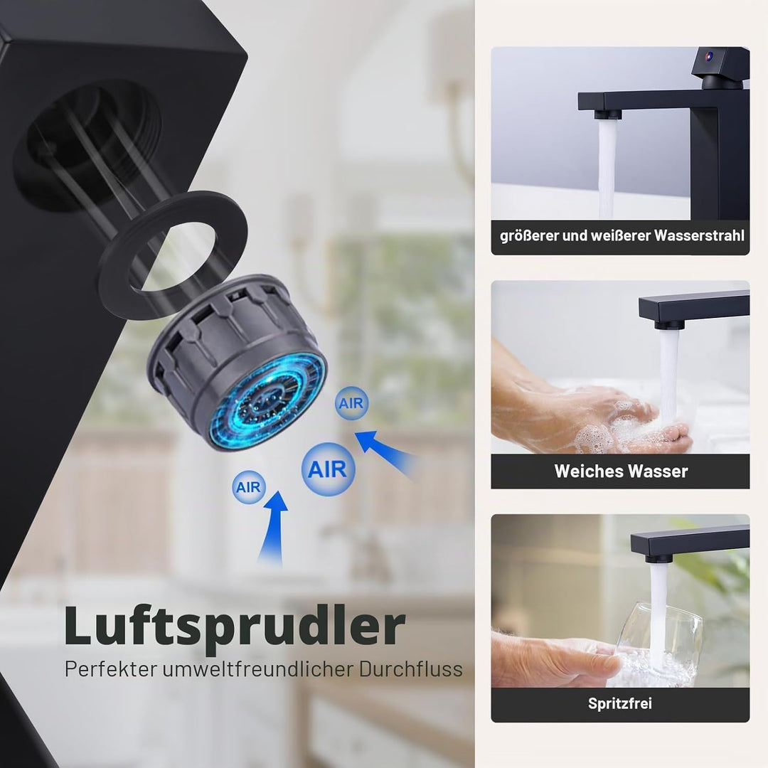 ARCORA Waschtischarmatur, Wasserhahn Bad aus Edelstahl Einhandmischer Waschbeckenarmatur mit kalte u