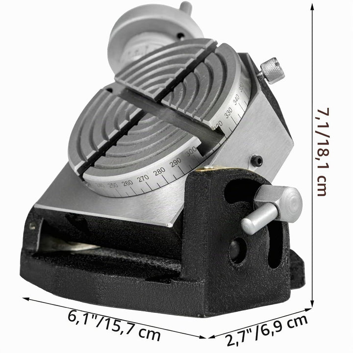 BestEquip Teilapparat Rundtisch 100mm Rundteiltisch Horizontal Vertikal Teilkopf Teilapparat schwenk