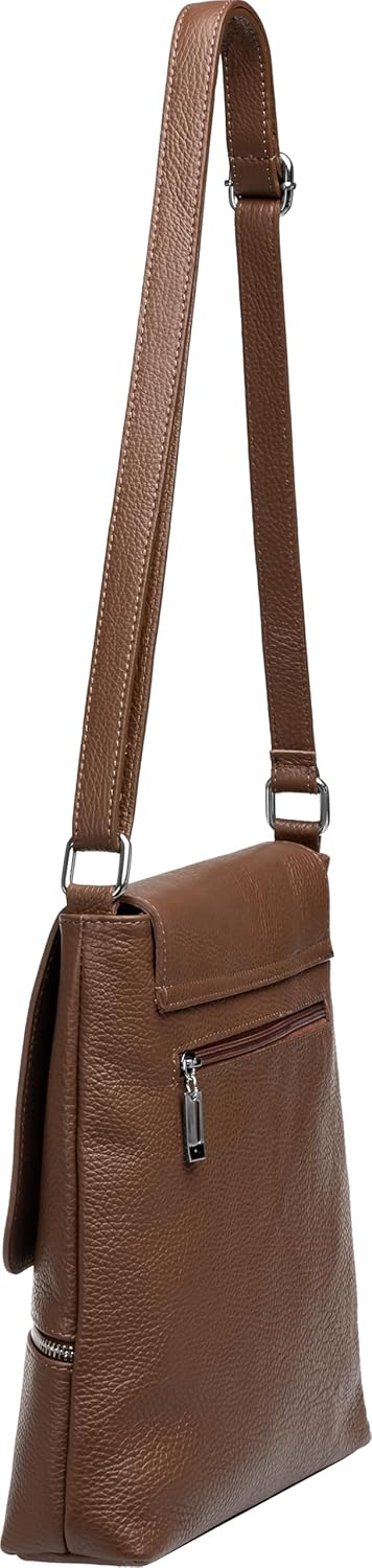 Caspar sportlich elegante Damen Umhängetasche aus Leder - mittelgrosse Messenger Bag - CLASSIC LINE