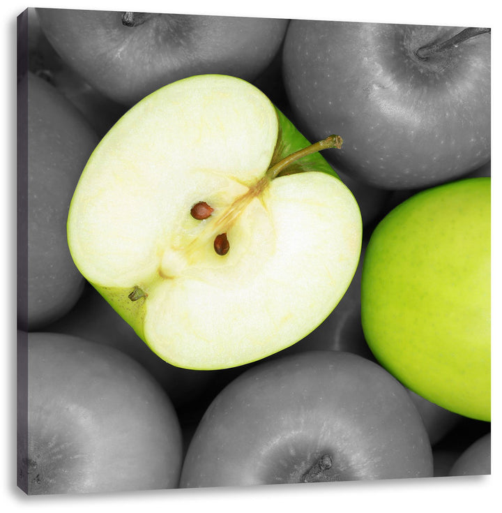 Pixxprint saftige grüne Äpfel als Leinwandbild/Grösse: 70x70 cm/Wandbild/Kunstdruck/fertig bespannt,