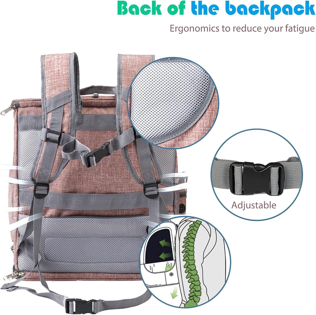PETCUTE Hunderucksack,Faltbarer Katzenrucksack für Katzen und Hunde mit Abnehmbare Matte,Atmungsakti