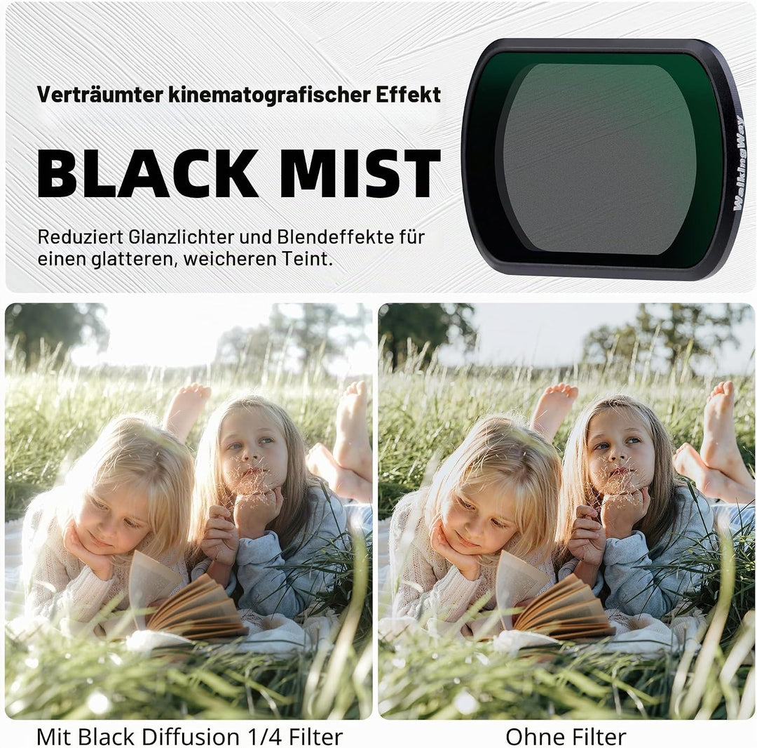 Walking Way Black Mist Filter 1/4 für OSMO Pocket 3 Black Promist Diffusion Filter Magnetische Diffu