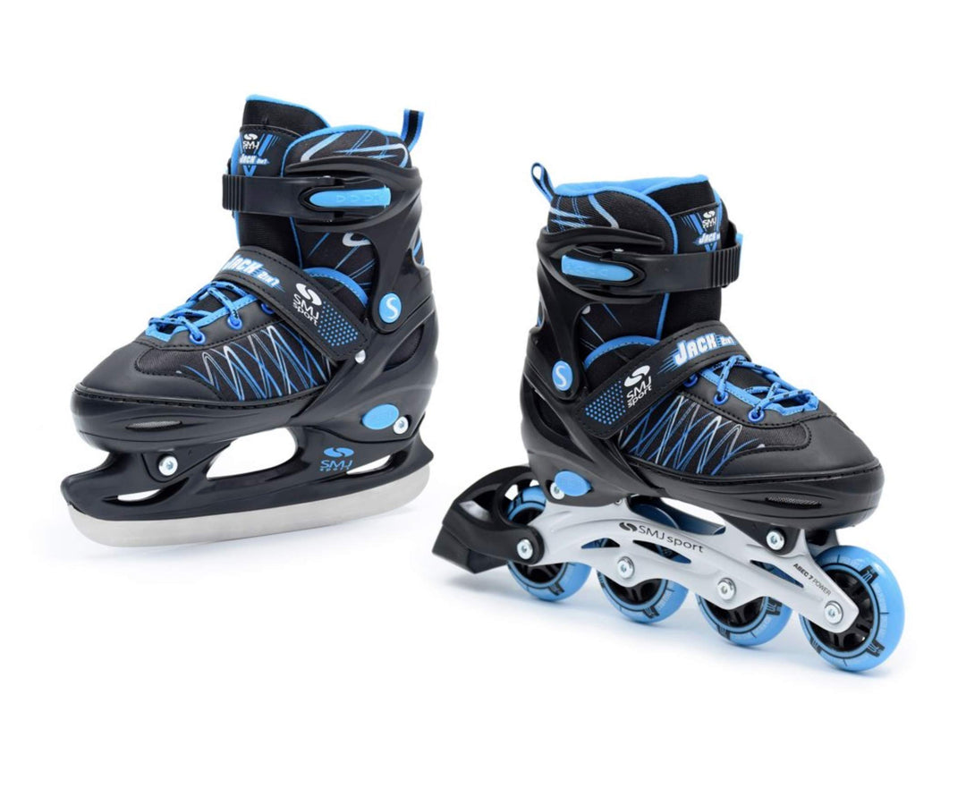 SMJ sport Kinder 2IN1 Inlineskates Schlittschuhe Verstellbar Inliner ABEC7 Jack 26-29, 26-29