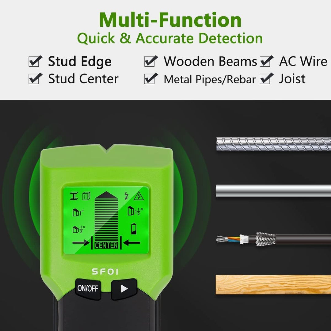Huepar Balkensucher 5 in 1 Multifunktion-Elektronik-Sensor-Wandscanner mit LCD-Display, Balkensucher
