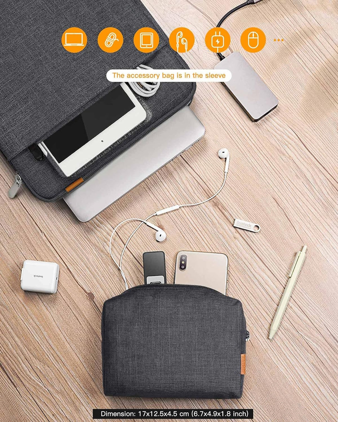 Inateck 360° Rundumschutz 13 Zoll Hülle Laptoptasche Kompatibel mit MacBook Air M2/M1 2022-2018, 13