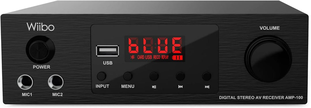 Wiibo AMP-100 Amplificador HiFi Bluetooth Con Respuesta Lineal. 50W + 50W. Con 2 Entradas Micrófono