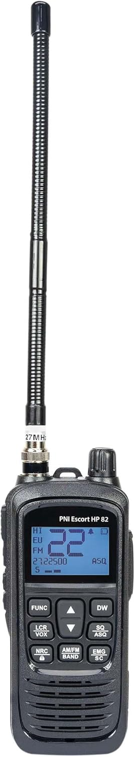 Kit tragbarer CB-Radiosender PNI Escort HP 82, Multistandard, 4 W, 12 V, AM-FM und CB-Antenne PNI S7