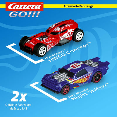 Carrera 20062553 GO!!! Rennstrecken-Set I Hot Wheels I 6,4 m elektrische Rennbahn mit Streckenteilen