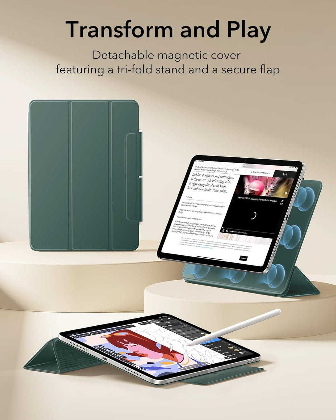 ESR für iPad Air 11 Zoll 2026 Hülle M4/M3/M2, iPad Air 5/4 Hülle (2025/2024/2022/2020) Starke Magnet