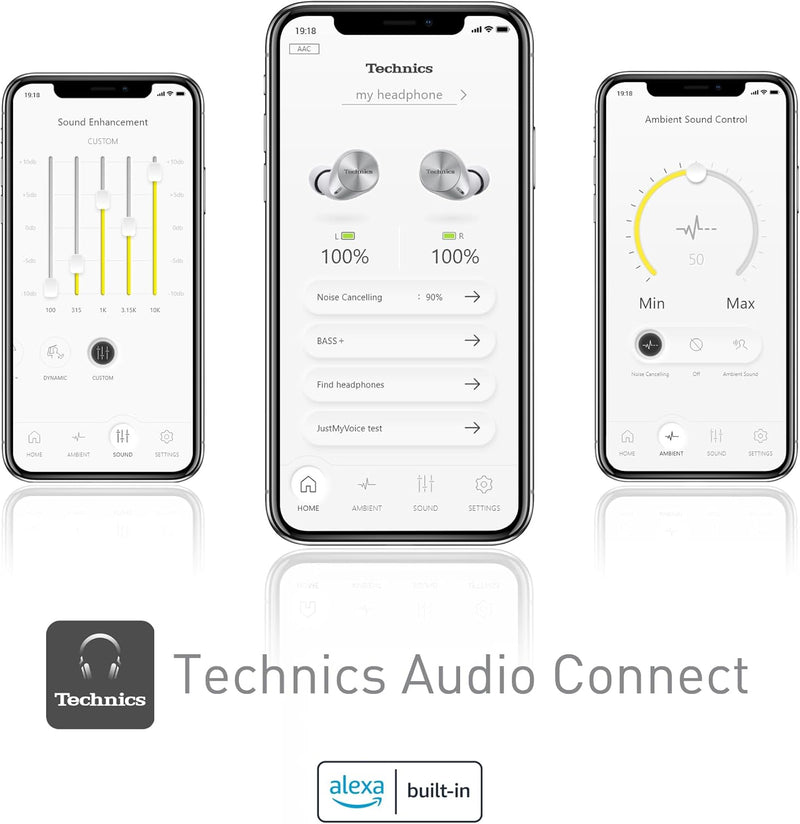 Technics EAH-AZ60E-S Kabellose Ohrhörer mit Geräuschunterdrückung, Multipoint-Bluetooth, komfortable