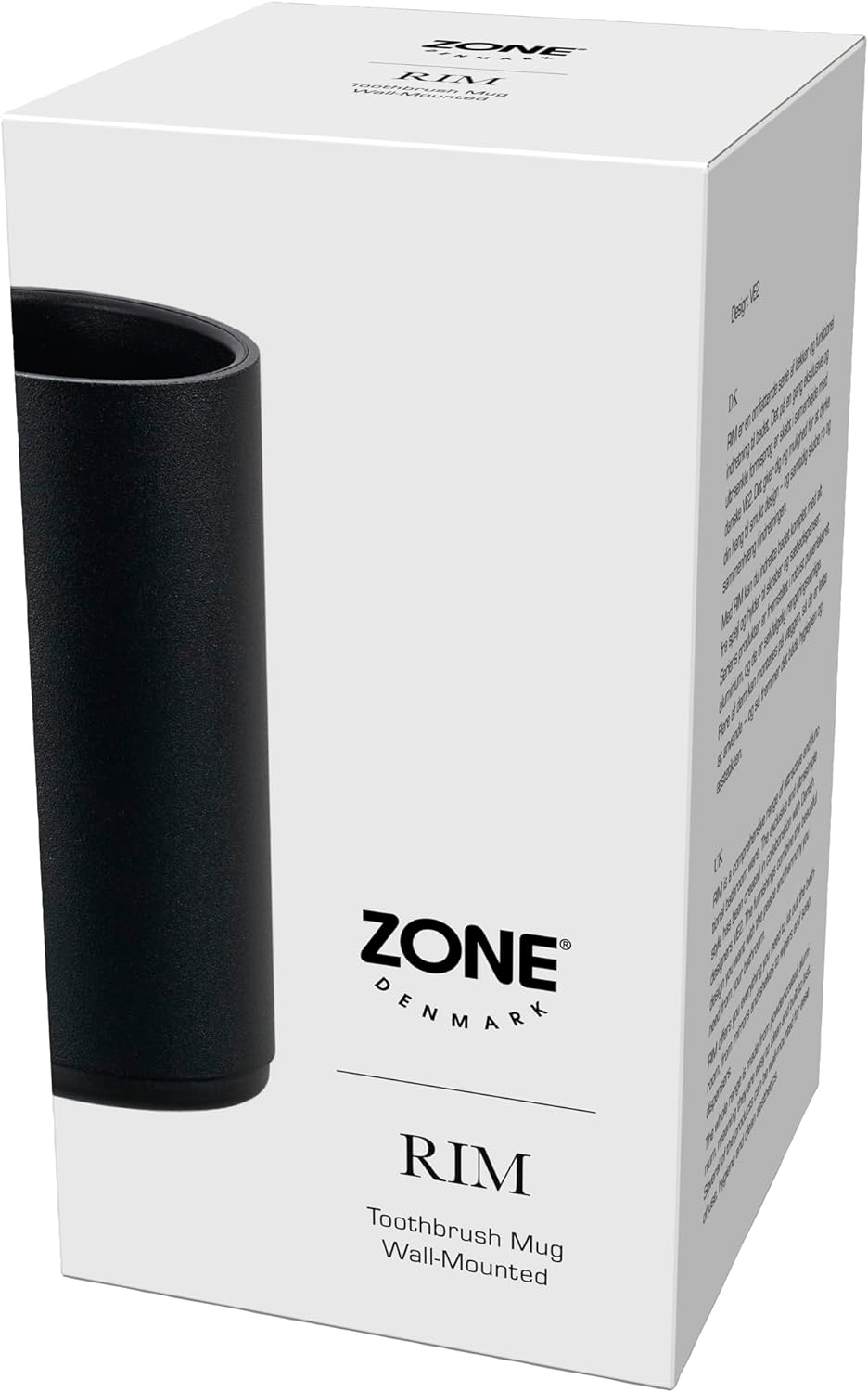 Zone Denmark Rim Zahnbürstenbecher für die Wand, Durchm. 7 cm, Höhe 13,6 cm, Schwarz Black, Black