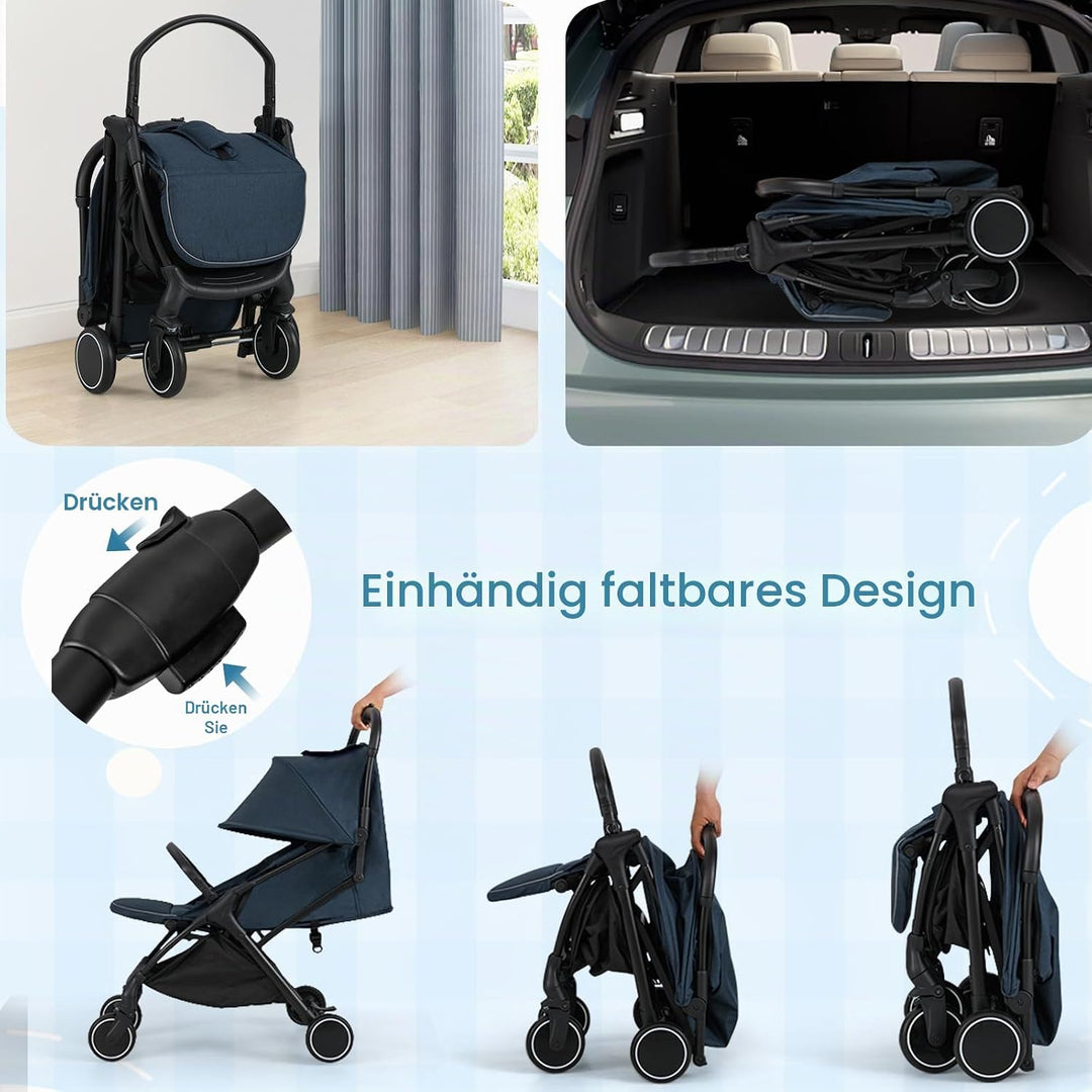 LIFEZEAL Klappbarer Kinderwagen, Kinderbuggy mit verstellbarer Rückenlehne, Buggy mit Schlaffunktion