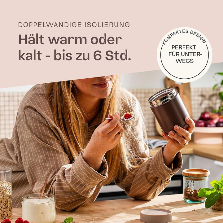 Berghoff Home Thermobehälter für Essen – 0,5L – Edelstahl Warmhaltebehälter – Thermobecher für Geträ