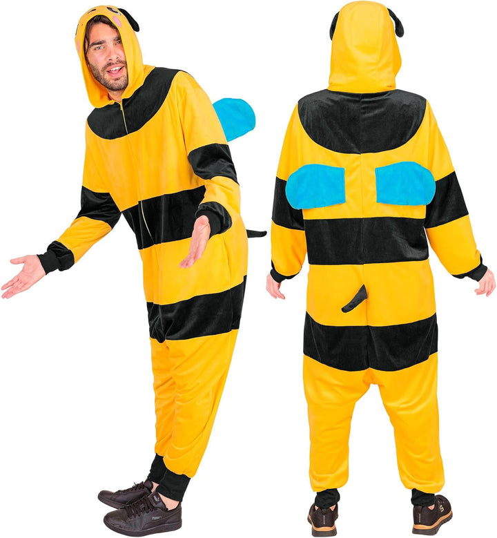 W WIDMANN MILANO Party Fashion - Tier Overall für Erwachsene, weicher Plüsch Jumpsuit mit Kapuze, Ti