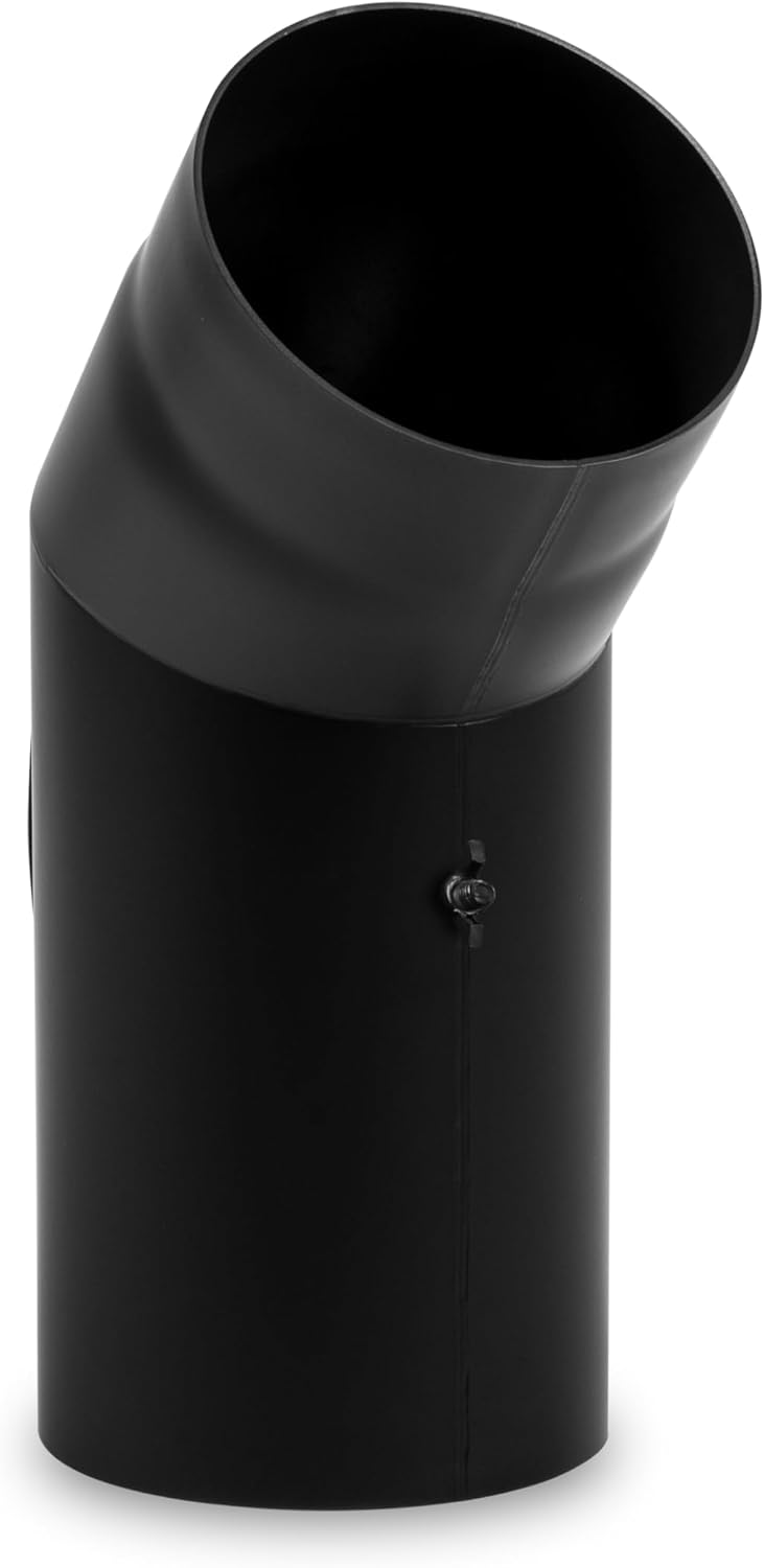 EWO Ofenrohr-Bogen 150 mm Durchmesser - Bogen 45° mit Tür Schwarz - Senotherm-Beschichtung - russbes