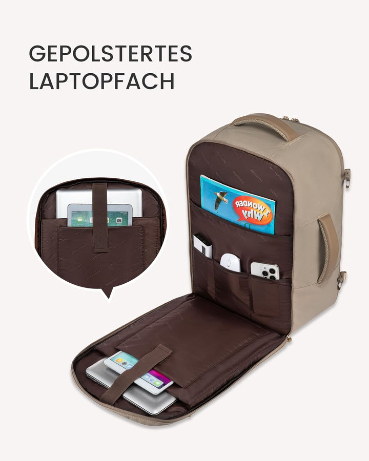 LOVEVOOK Rucksack Handgepäck Flugzeug, Reiserucksack Herren Damen Gross, 40L Cabin Bag Bordgepäck Ru