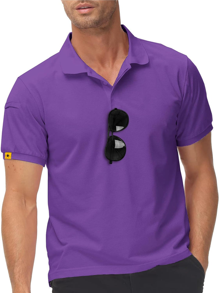 igeekwell Poloshirt Herren Kurzarm Atmungsaktives Golf-Polo-Hemd Summer Poloshirts Männer mit Brille