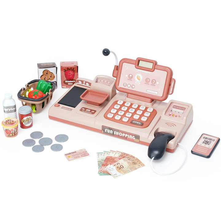 Kinderkasse mit Scanner und Sound,Supermarkt Registrierkasse mit Kreditkarten-Geschenk, Essen, Einka