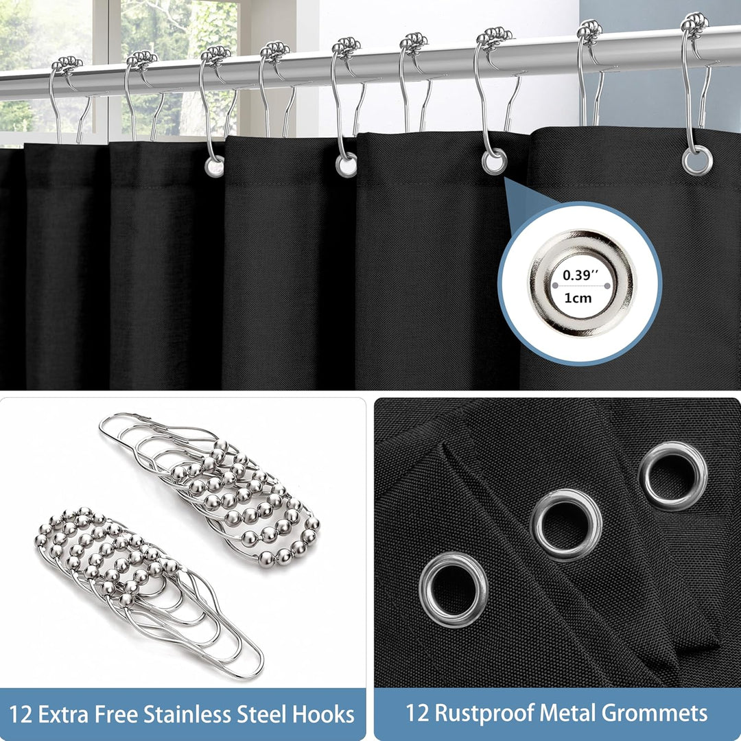 Duschvorhang Leinen mit Metall Duschvorhangringe Stoff Textil Badewannenvorhang Anti Schimmel Bad Vo