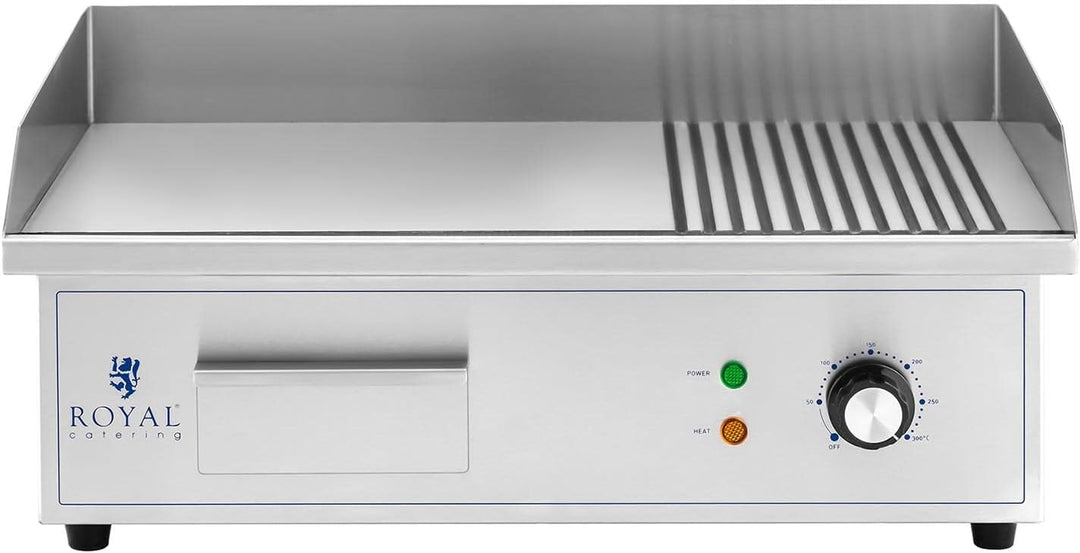 Royal Catering RCPG42-M Elektro Grillplatte 548 x 350 mm gerippt und glatt 3.000 W Elektrogrill Gril