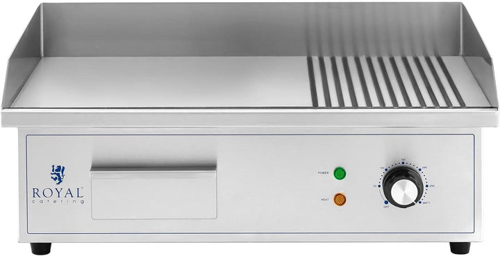 Royal Catering RCPG42-M Elektro Grillplatte 548 x 350 mm gerippt und glatt 3.000 W Elektrogrill Gril