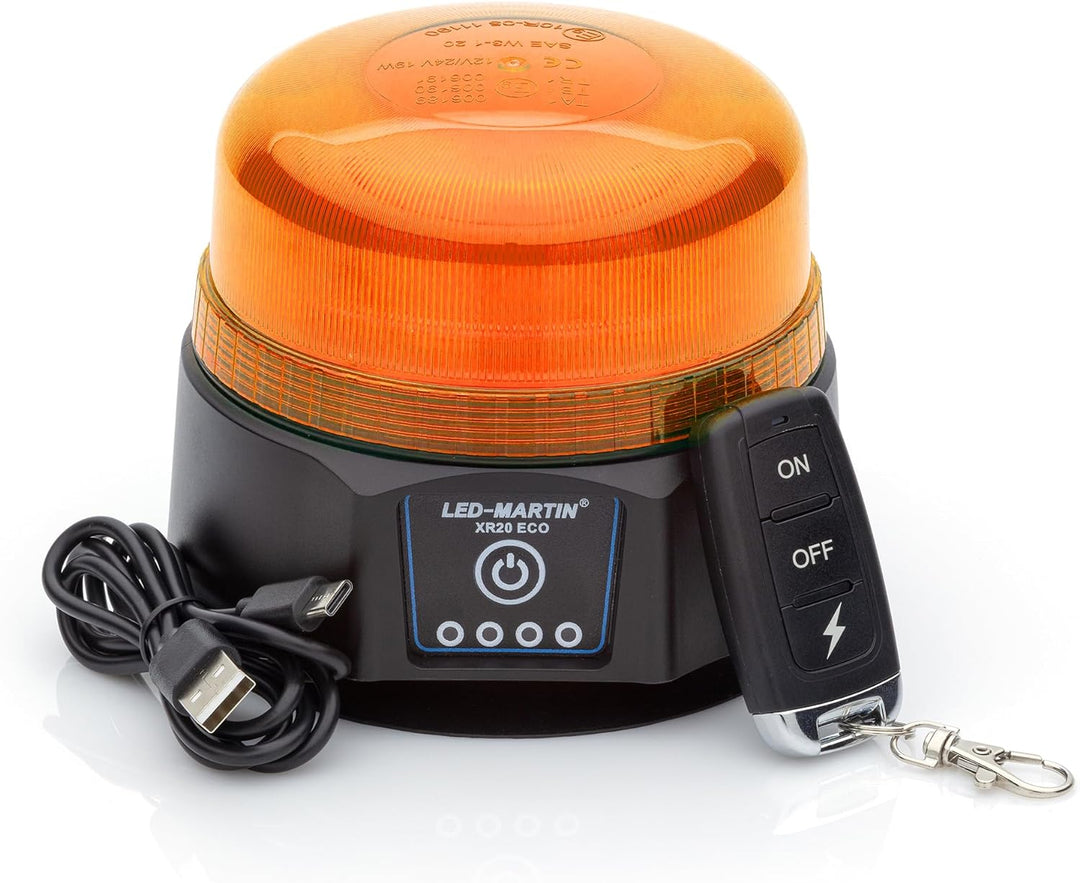 LED-MARTIN® - XR20 ECO Rundumleuchte - gelb - Magnet - AKKU - USB ladbar - 220km/h DEKRA geprüft - E