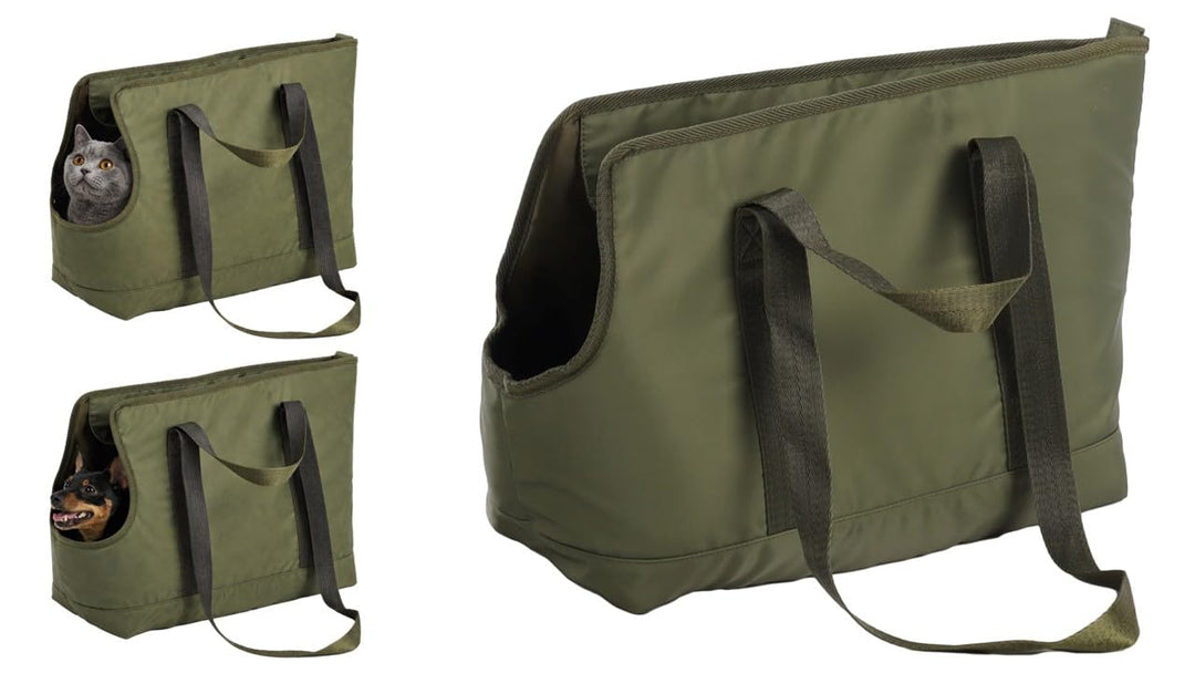 Flamingo Tragetasche Ken – Grün – 41cm x 21cm x 32cm – Komfortable Haustiertragetasche mit Schaumsto