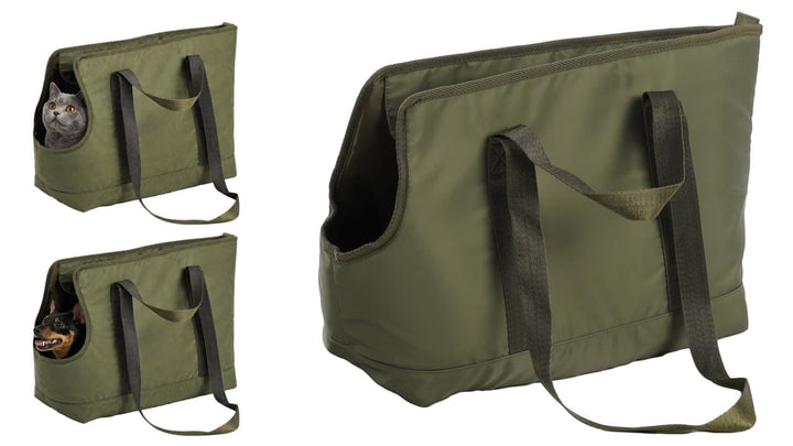 Flamingo Tragetasche Ken – Grün – 41cm x 21cm x 32cm – Komfortable Haustiertragetasche mit Schaumsto