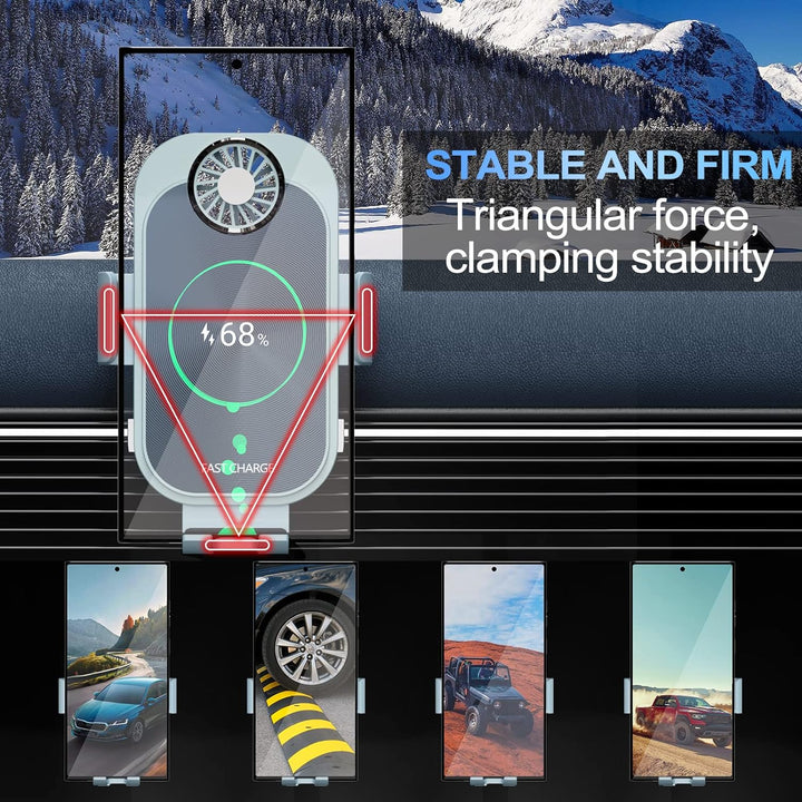 Olycism 15W Qi Fast Wireless Charger Auto Handyhalterung Mit Ladefunktion Doppelspule Automatischer