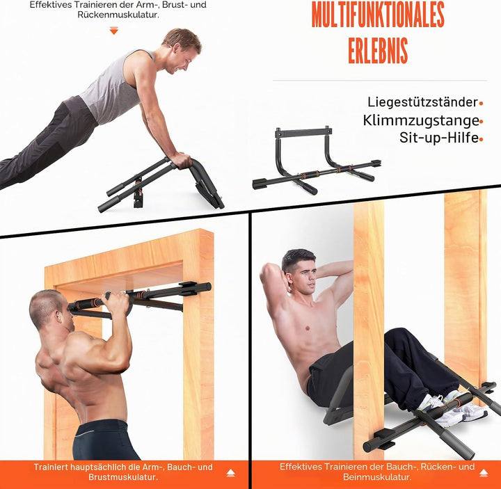 Klimmzugstange Türrahmen, Pull Up Bar Door Frame, bis 200kg Traglast, passend bis 85cm breite Tür, z