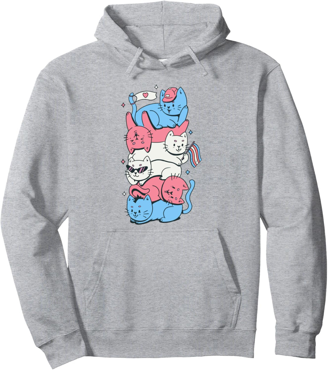 Transgender Stolz Lustige Kawaii Kitty Katze Stack Trans Pullover Hoodie