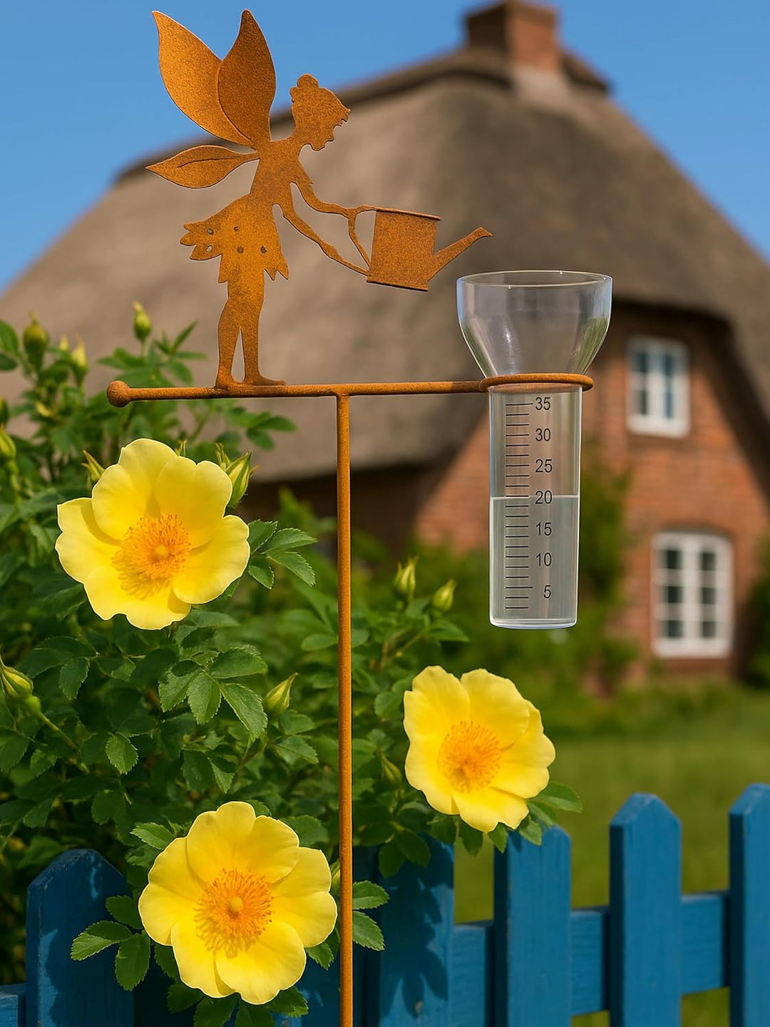 Pommerntraum ® | Regenmesser Niederschlagsmesser Pluviometer Edelrost Wetterstation Gartendeko Garte