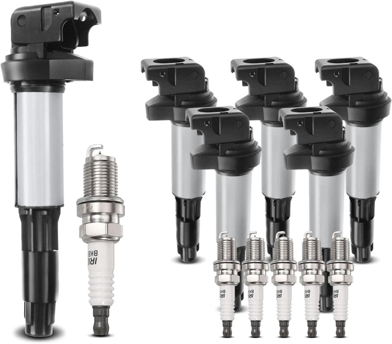Frankberg 6x Zündspule Zündkerzen Satz Benzin Kompatibel mit E46 E90 E91 E92 E93 2000-2013 E81 E82 E